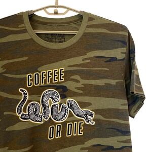 Black Rifle Coffee Company Camo T-Shirt Graphic Tee Coffee Or Die Snake XL Green